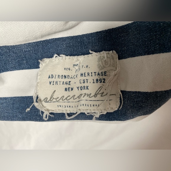 Abercrombie & Fitch Vintage Y2K Canvas Tote Hobo Beach Bag Blue & White Striped - Picture 4 of 7